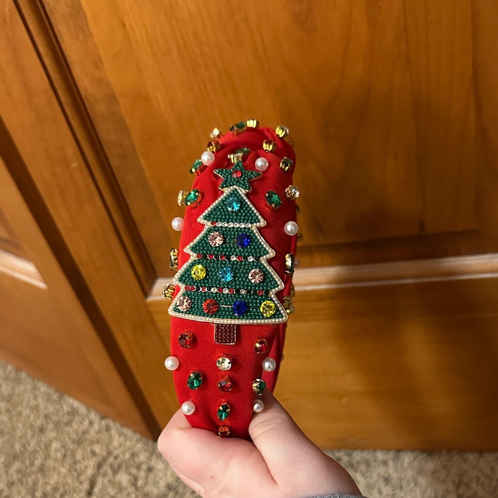 NEW Red Holiday Beaded Headband Christmas